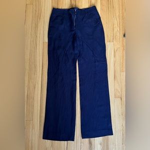 J Crew blue pants- 58% linen- navy size 2R